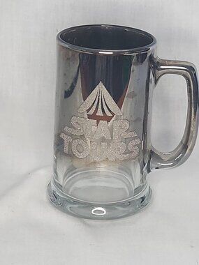 VTG 1986 Disney Star Tours Star Wars Mirrored Glass Beer Mug Stein